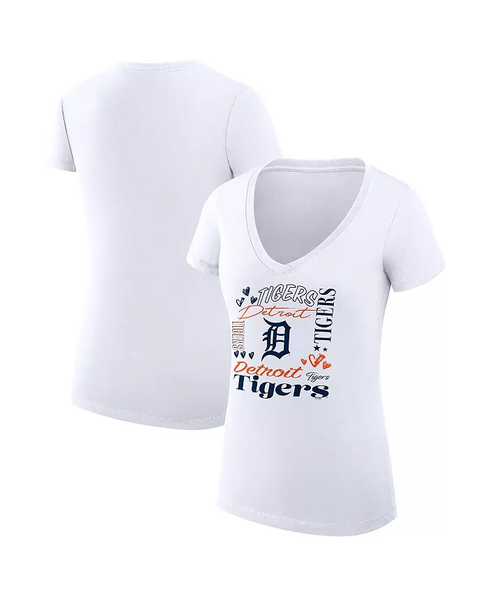 Женская белая футболка с V-образным вырезом и принтом команды Detroit Tigers Collage G-III 4Her by Carl Banks
Женская белая футболка с V-образным вырезом и принтом команды Detroit Tigers Collage G-III 4Her by Carl Banks
