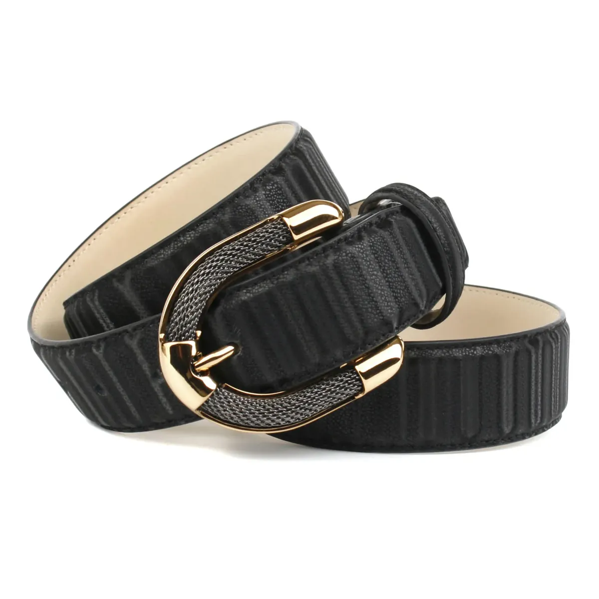 Кожаный ремень Anthoni Crown, металлическая плетеная застежка, черный
Кожаный ремень Anthoni Crown, металлическая плетеная застежка, черный