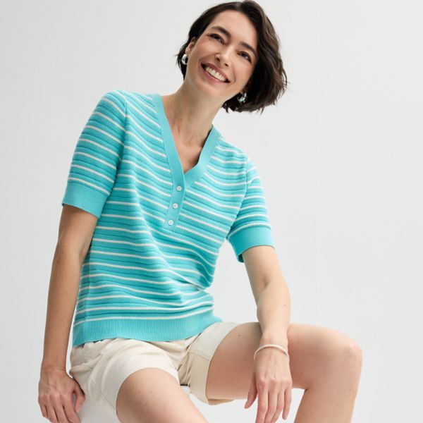 Женский свитер хенли с рукавами до локтя Croft & Barrow, цвет aqua quaint stripe
Женский свитер хенли с рукавами до локтя Croft & Barrow, цвет aqua quaint stripe