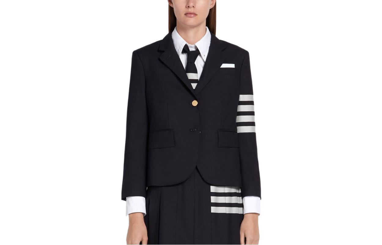 THOM BROWNE Однобортный пиджак с полосками, Marine Blue
THOM BROWNE Однобортный пиджак с полосками, Marine Blue