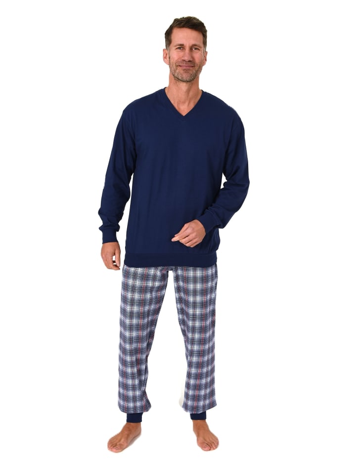 NORMANN Пижамный комплект с длинными рукавами, манжетами и клетчатыми брюками, больших размеров, темно-синего цвета
NORMANN Пижамный комплект с длинными рукавами, манжетами и клетчатыми брюками, больших размеров, темно-синего цвета