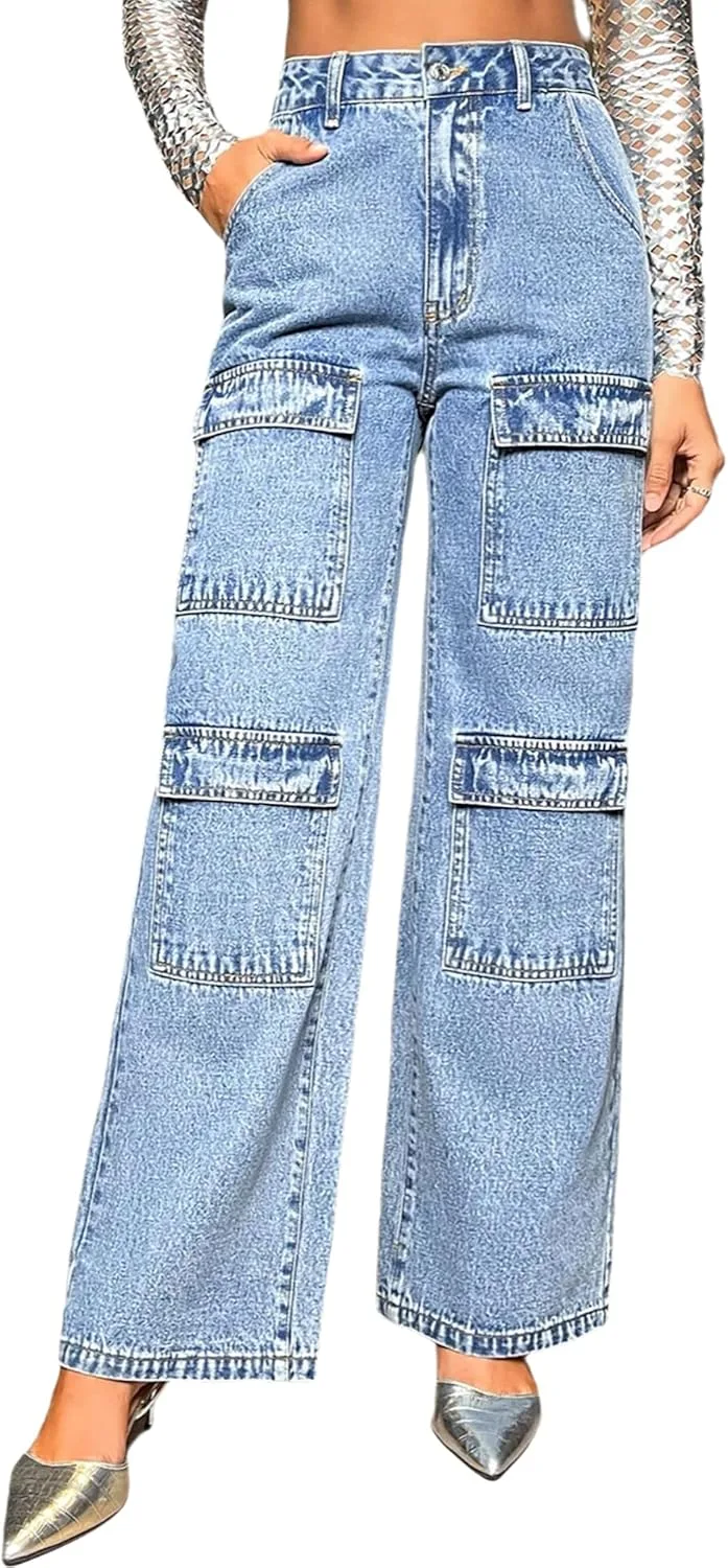Женские джинсы Cargo Mid Rise с множеством карманов, прямые, мешковатые TACSTRUN
Женские джинсы Cargo Mid Rise с множеством карманов, прямые, мешковатые TACSTRUN