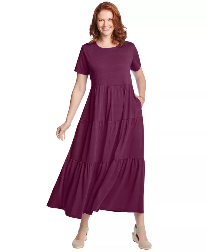 Женское многоярусное платье с короткими рукавами Woman Within, красный
Женское многоярусное платье с короткими рукавами Woman Within, красный