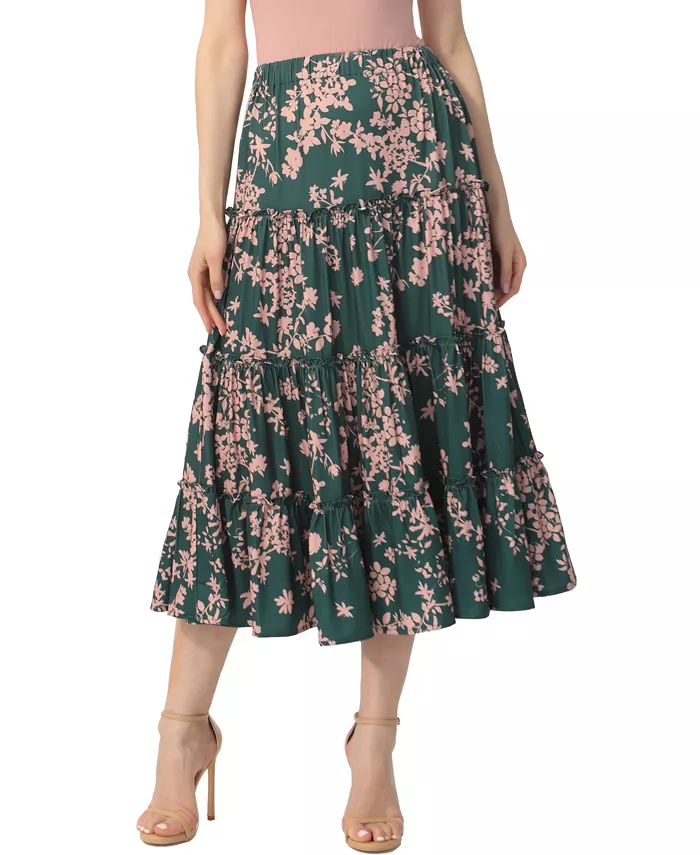 Женская многоярусная юбка миди kimi + kai, зеленый 
Женская многоярусная юбка миди kimi + kai, зеленый