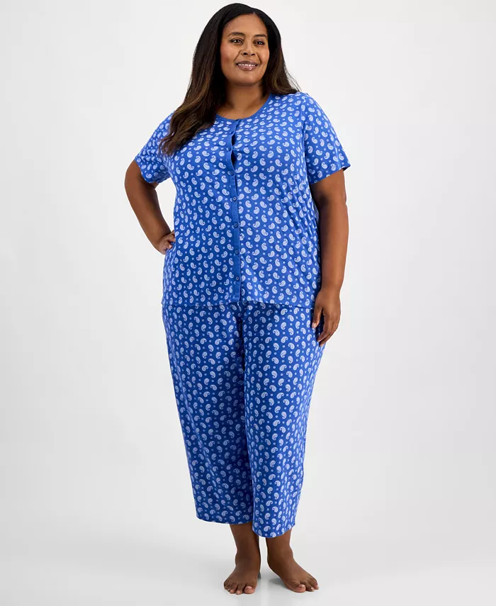 Пижамный комплект из хлопка больших размеров на пуговицах Charter Club, синий
Пижамный комплект из хлопка больших размеров на пуговицах Charter Club, синий