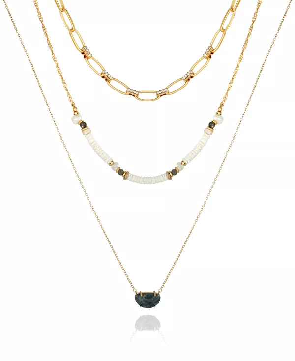 Женское многослойное ожерелье из белых ракушек и звеньев T Tahari, gold-tone
Женское многослойное ожерелье из белых ракушек и звеньев T Tahari, gold-tone