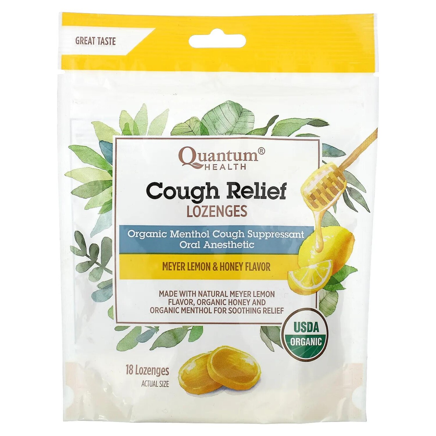 Quantum Health Леденцы от кашля лимон Мейера и мед 18 леденцов
Quantum Health Леденцы от кашля лимон Мейера и мед 18 леденцов