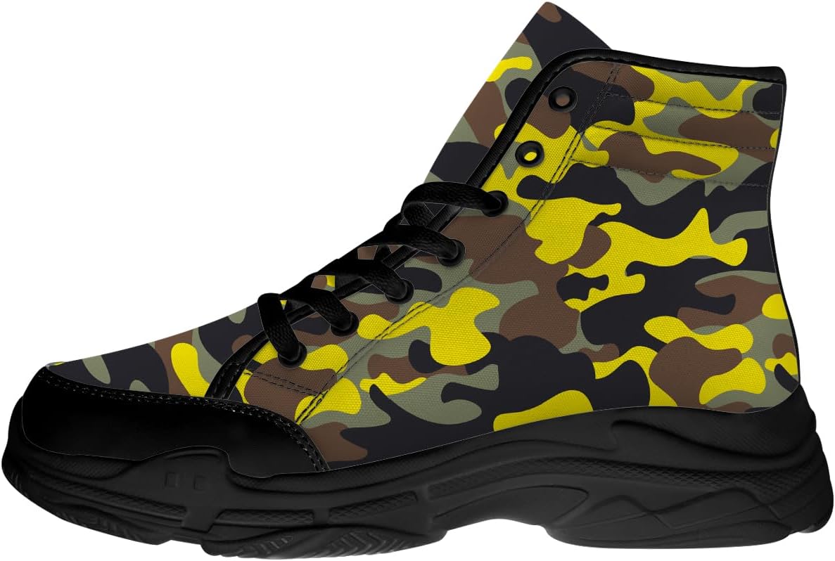 Кроссовки Quorax Camouflage с высоким верхом для мужчин и женщин, на шнуровке, из ткани, подарок для него и для нее, черный/желтый/коричневый
Кроссовки Quorax Camouflage с высоким верхом для мужчин и женщин, на шнуровке, из ткани, подарок для него и для нее, черный/желтый/коричневый