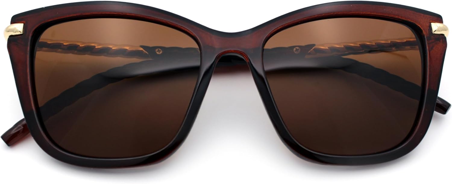 SA106 Поляризованные женские солнцезащитные очки большого размера "кошачий глаз" с металлическими дужками и толстыми пластиковыми вставками, модные и роскошные, All Brown
SA106 Поляризованные женские солнцезащитные очки большого размера "кошачий глаз" с металлическими дужками и толстыми пластиковыми вставками, модные и роскошные, All Brown