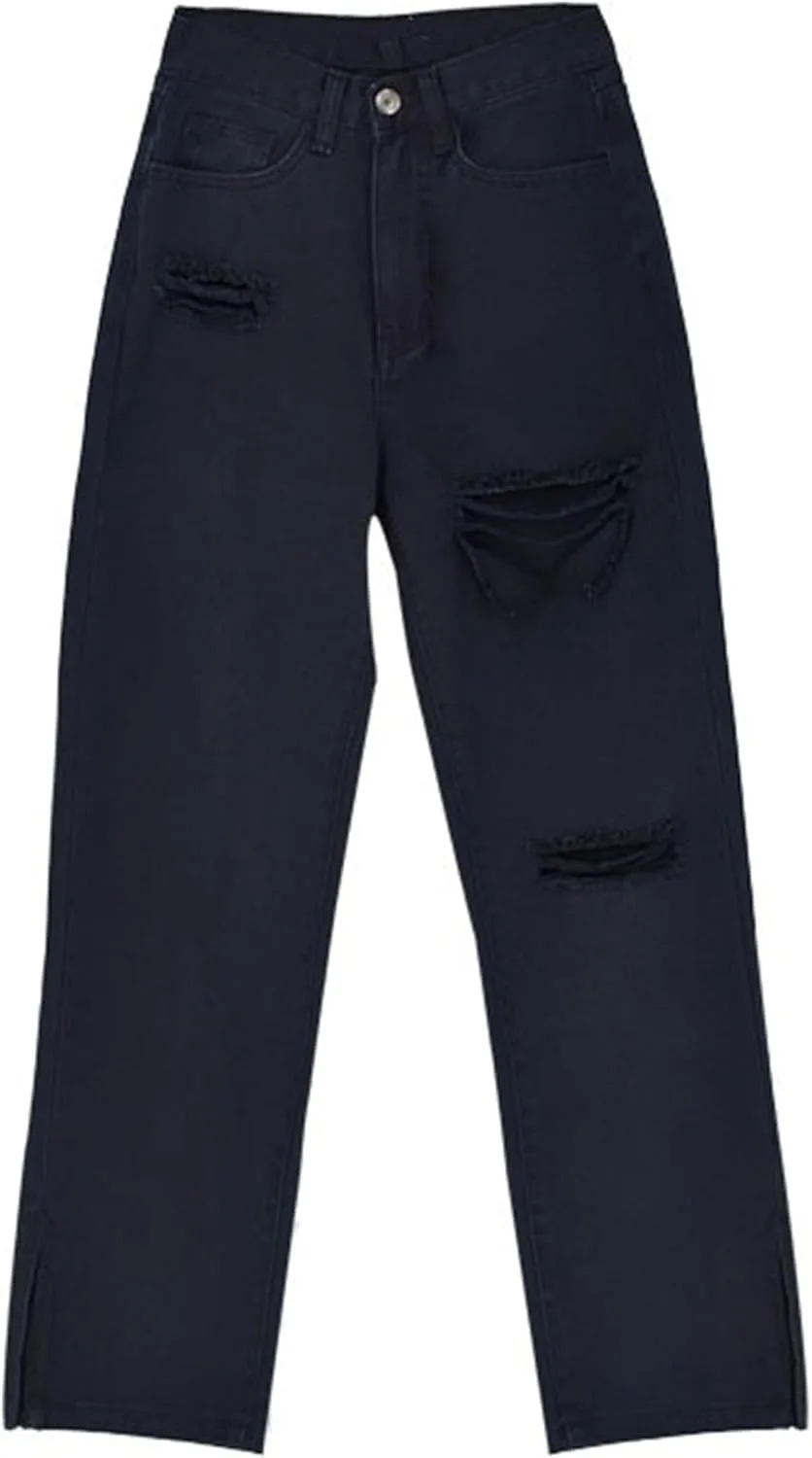 Женские джинсы с высокой талией и прямыми штанинами, рваные подолы Dekyda
Женские джинсы с высокой талией и прямыми штанинами, рваные подолы Dekyda