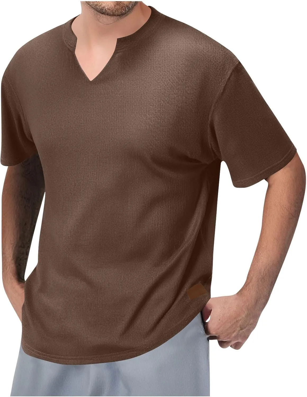 Мужская летняя футболка V-образного выреза с коротким рукавом
Мужская летняя футболка V-образного выреза с коротким рукавом