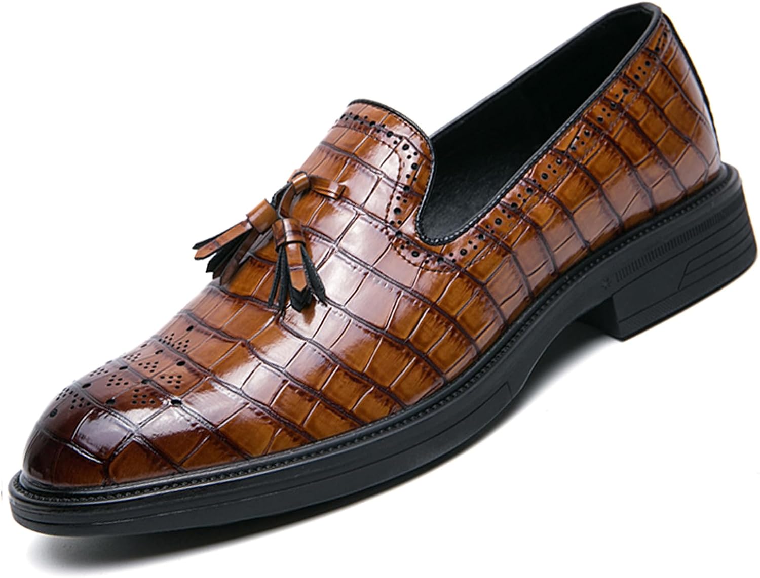 Мужские кожаные лоферы с кисточками, классические с тиснением под крокодила, на липучке, повседневные, нескользящие, бизнес-окфорды, пенни-лоферы для мужчин Oigunle, коричневый
Мужские кожаные лоферы с кисточками, классические с тиснением под крокодила, на липучке, повседневные, нескользящие, бизнес-окфорды, пенни-лоферы для мужчин Oigunle, коричневый