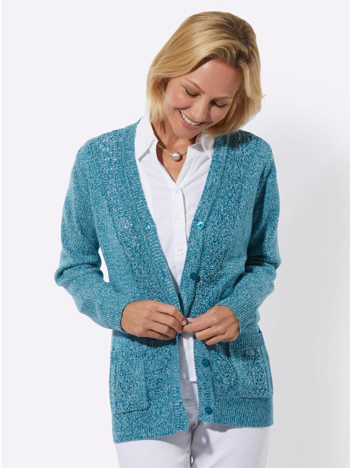 Кардиган в меланже цвета аквапетроль-экрю WITT WEIDEN
Кардиган в меланже цвета аквапетроль-экрю WITT WEIDEN