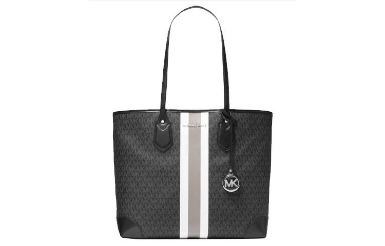 Кожаная хлопковая холщовая сумка-шоппер, через плечо, женская ручная черная MICHAEL KORS