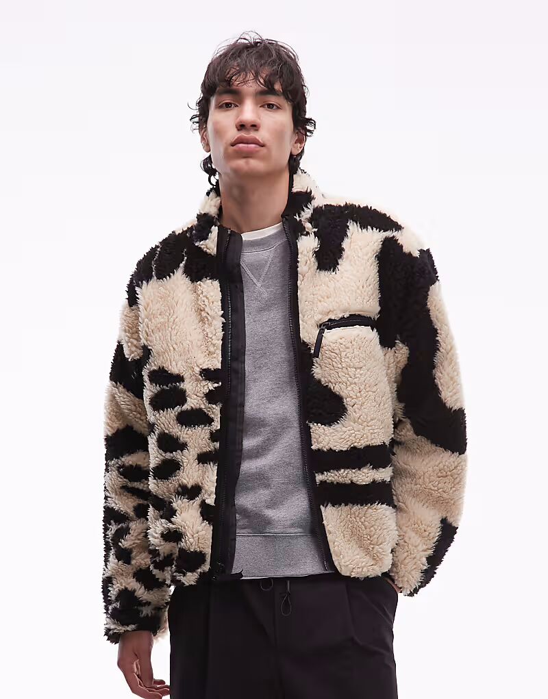 Куртка из шерпы с ворсом, жаккардовая, бежево-черная Obey
Куртка из шерпы с ворсом, жаккардовая, бежево-черная Obey