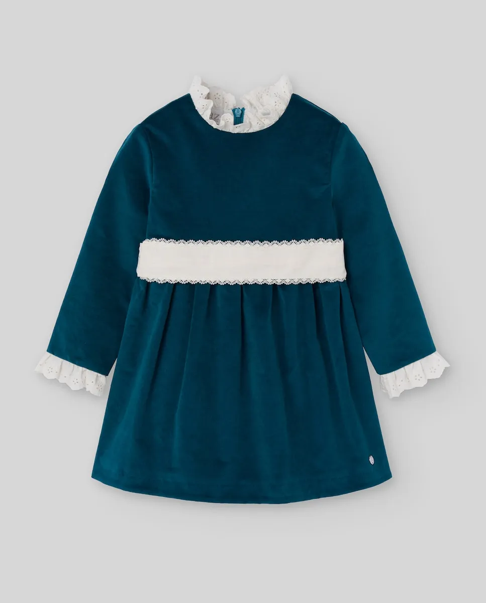 Детское платье из вельвета коллекции Кинта Paz Rodríguez, темно-синий 
Детское платье из вельвета коллекции Кинта Paz Rodríguez, темно-синий