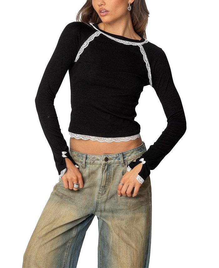 Топ в рубчик от Edith Lacey Edikted, черный
Топ в рубчик от Edith Lacey Edikted, черный