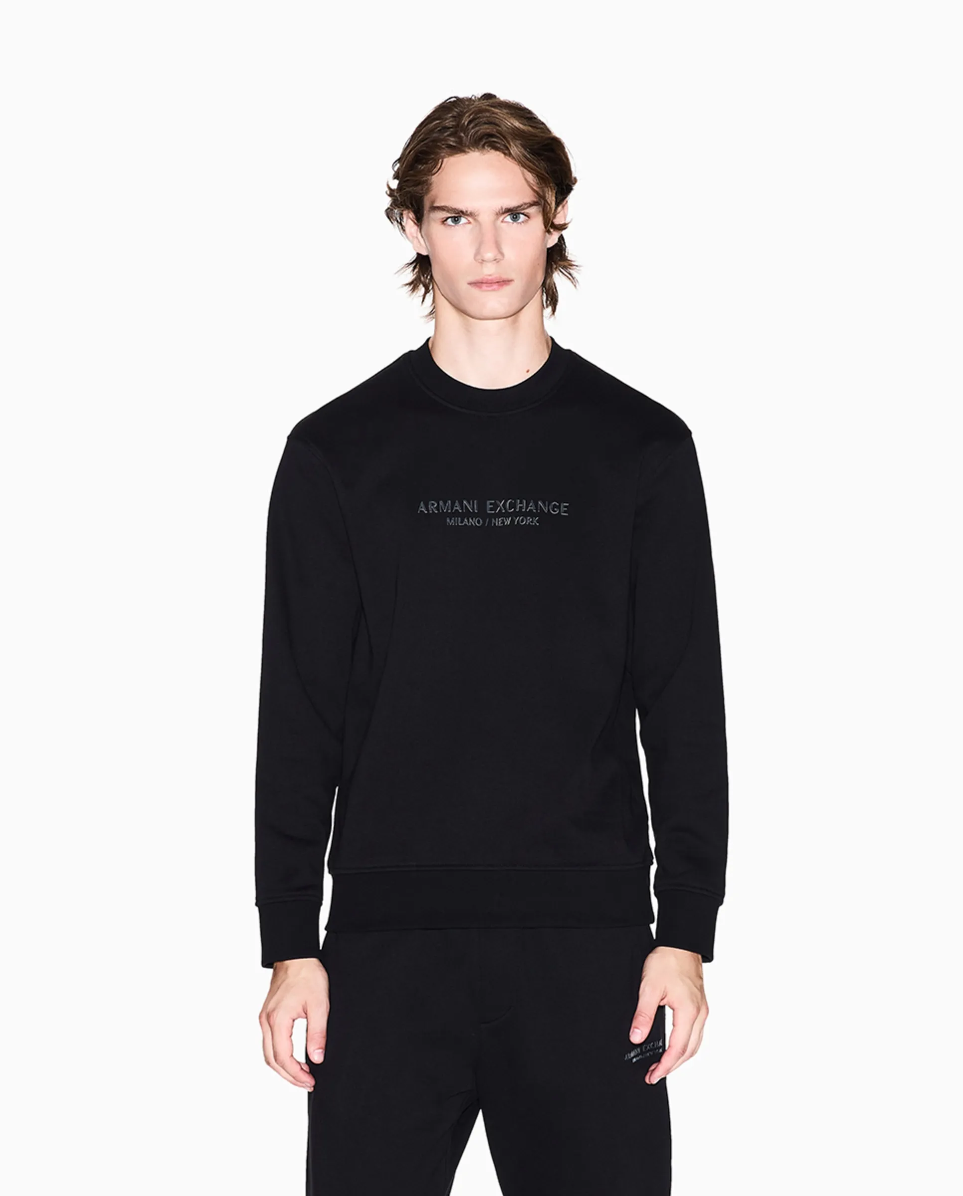 Мужская толстовка с логотипом в тон, круглый вырез Armani Exchange, черный
Мужская толстовка с логотипом в тон, круглый вырез Armani Exchange, черный