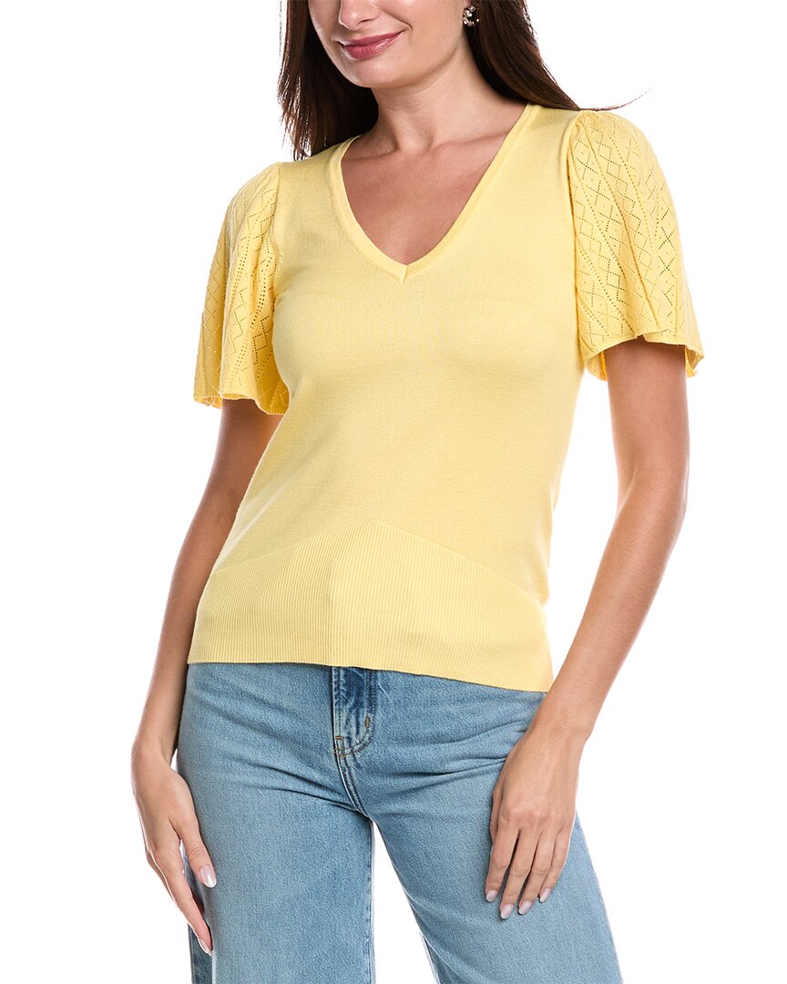 Топ с V-образным вырезом и ажурным узором T Tahari, желтый
Топ с V-образным вырезом и ажурным узором T Tahari, желтый