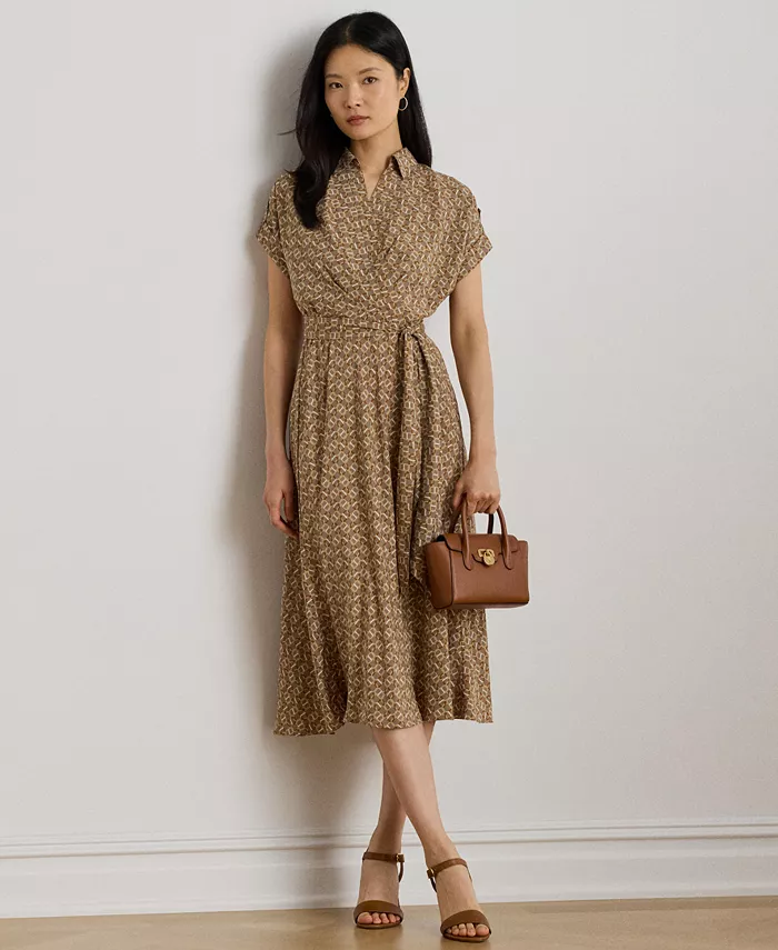 Женское платье из крепа с геометрическим принтом и поясом, 0P-18 Lauren Ralph Lauren, коричневый
Женское платье из крепа с геометрическим принтом и поясом, 0P-18 Lauren Ralph Lauren, коричневый