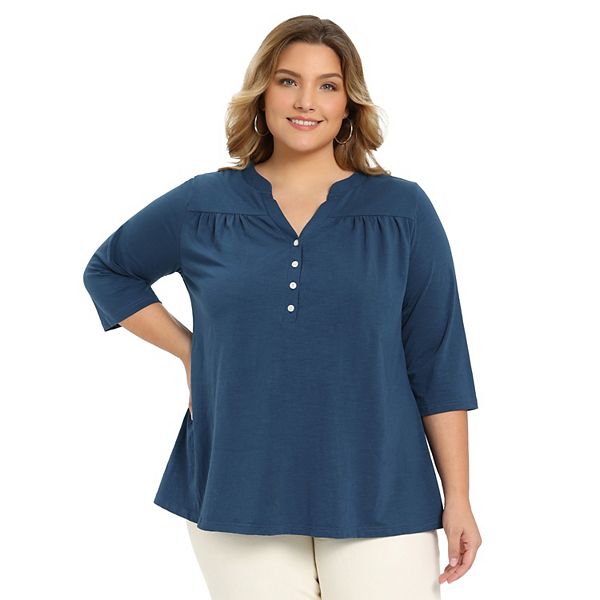Блузка для женщин Plus size с рукавом 3/4, воротник с вырезом, плиссированная, на пуговицах Grace & Grandeur, Dark Blue
Блузка для женщин Plus size с рукавом 3/4, воротник с вырезом, плиссированная, на пуговицах Grace & Grandeur, Dark Blue