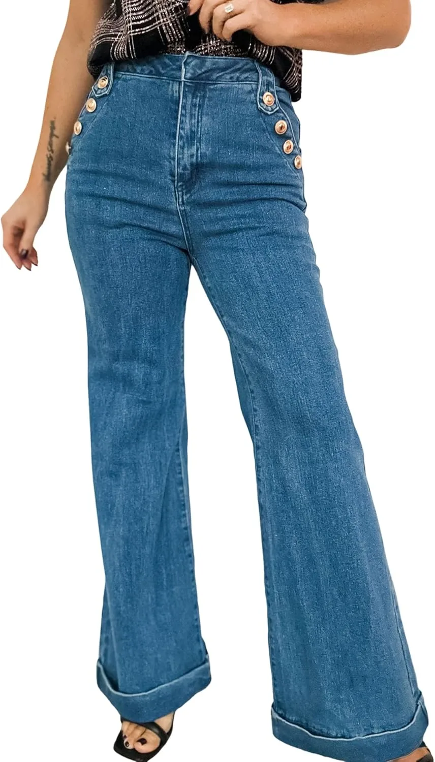 Джинсы для женщин Ashleigh Blue Golden Button Flare Leg Cuffed Loricete
Джинсы для женщин Ashleigh Blue Golden Button Flare Leg Cuffed Loricete