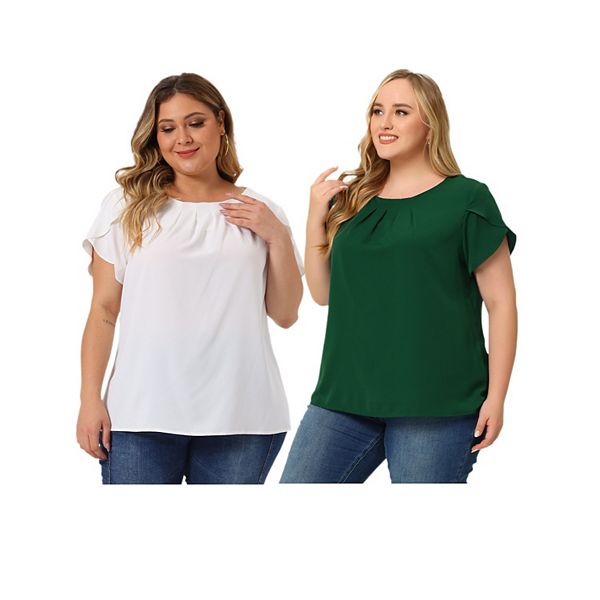 2 блузки plus size для офиса с круглым вырезом и плиссировкой Agnes Orinda, White Green
2 блузки plus size для офиса с круглым вырезом и плиссировкой Agnes Orinda, White Green