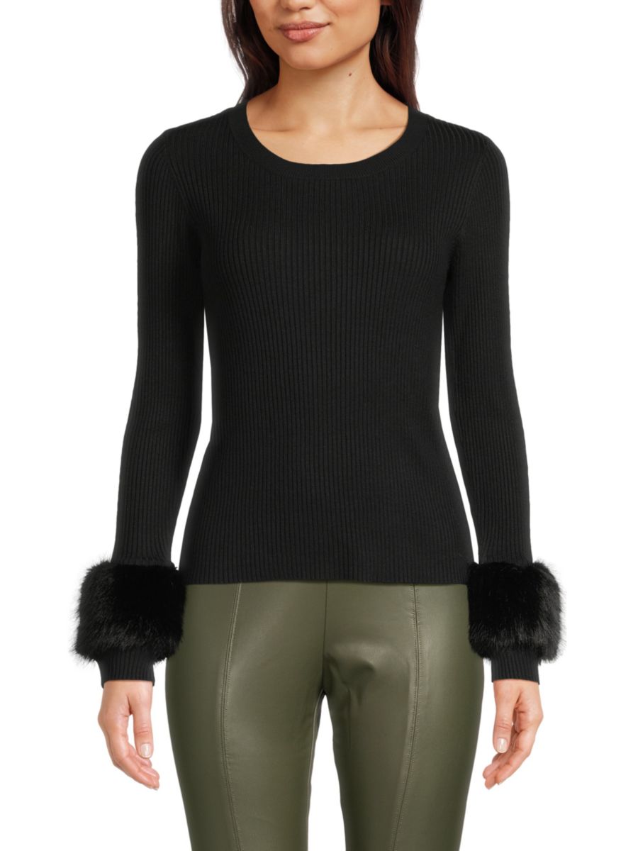 Трикотажный топ с манжетами из искусственного меха Saks Fifth Avenue, черный
Трикотажный топ с манжетами из искусственного меха Saks Fifth Avenue, черный