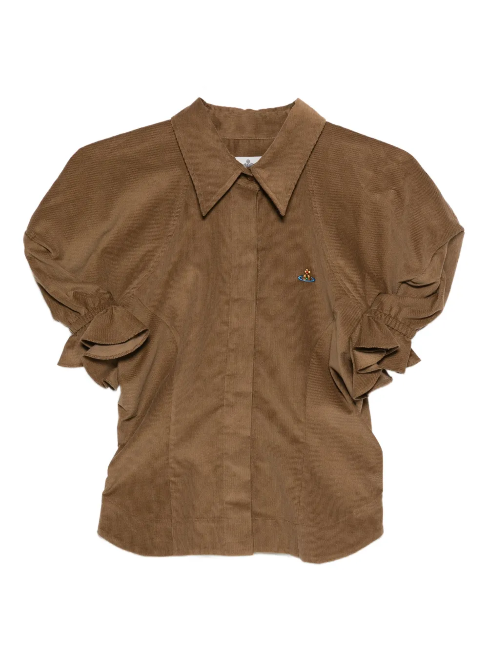 Хлопковый топ с оборками на рукавах Vivienne Westwood, коричневый
Хлопковый топ с оборками на рукавах Vivienne Westwood, коричневый