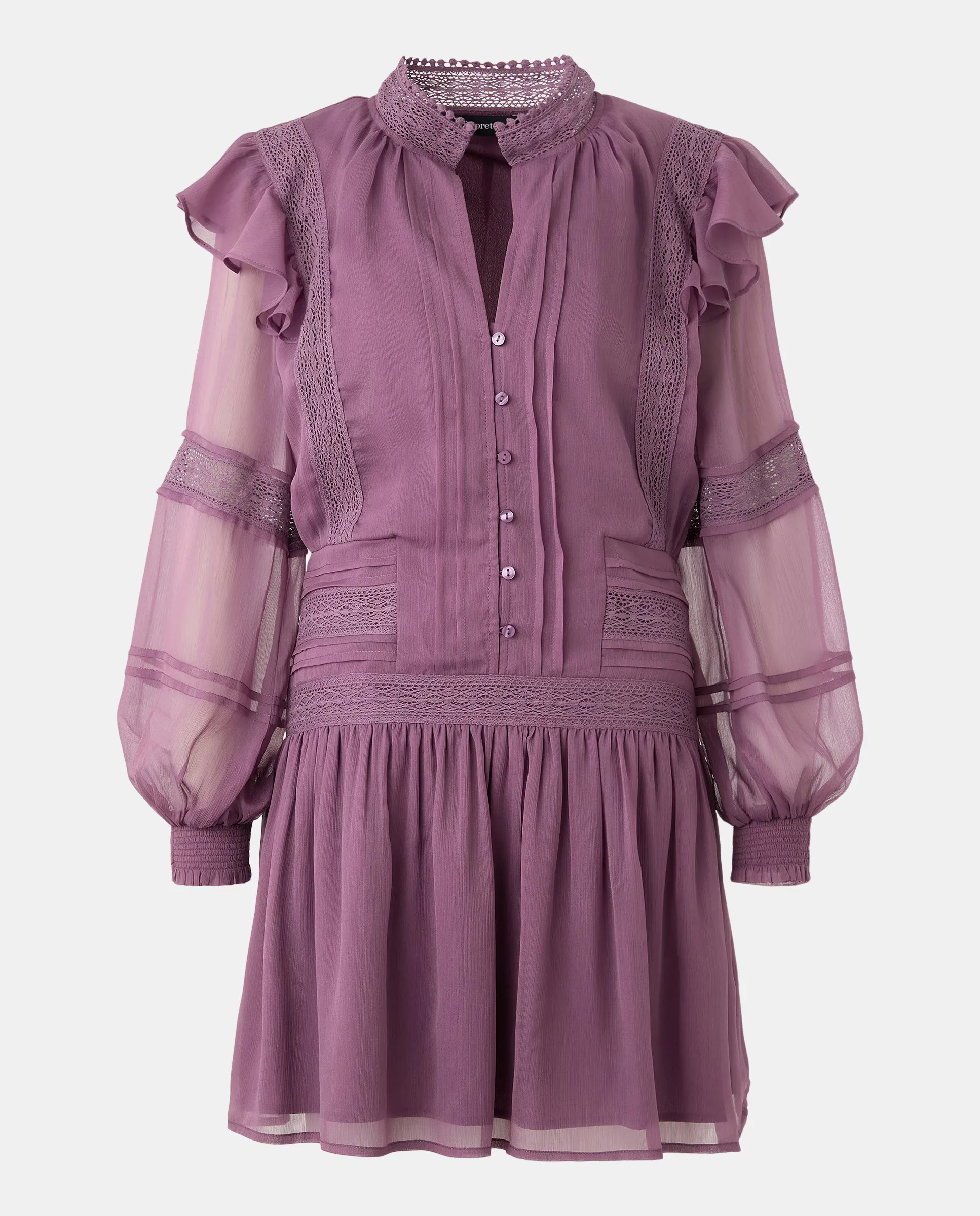 Короткое платье с длинными рукавами из шифона с кружевом Tintoretto, лавандовый
Короткое платье с длинными рукавами из шифона с кружевом Tintoretto, лавандовый