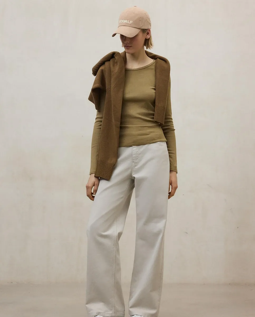 Женские прямые брюки с пуговицей и молнией Ecoalf, бежевый 
Женские прямые брюки с пуговицей и молнией Ecoalf, бежевый