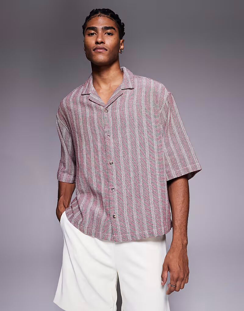 Рубашка свободного кроя в бордовую полоску с текстурой Asos Design
Рубашка свободного кроя в бордовую полоску с текстурой Asos Design