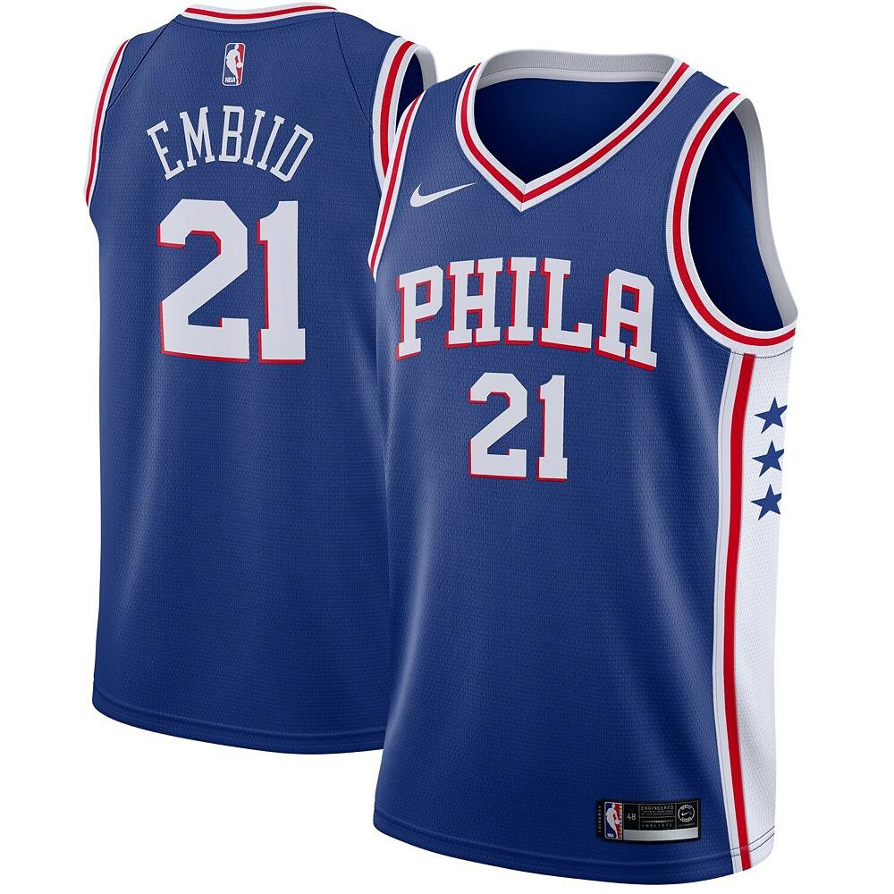 Мужская майка Nike Joel Embiid Royal Philadelphia 76ers Swingman — Icon Edition, синий
Мужская майка Nike Joel Embiid Royal Philadelphia 76ers Swingman — Icon Edition, синий