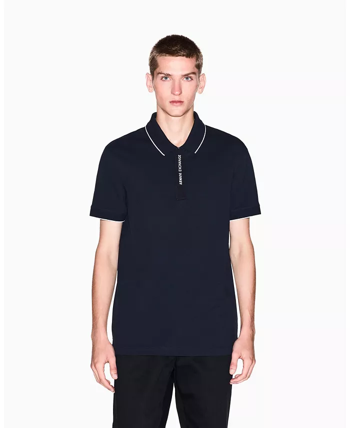 Мужская поло с логотипом из репсовой ленты A|X Armani Exchange, синий
Мужская поло с логотипом из репсовой ленты A|X Armani Exchange, синий