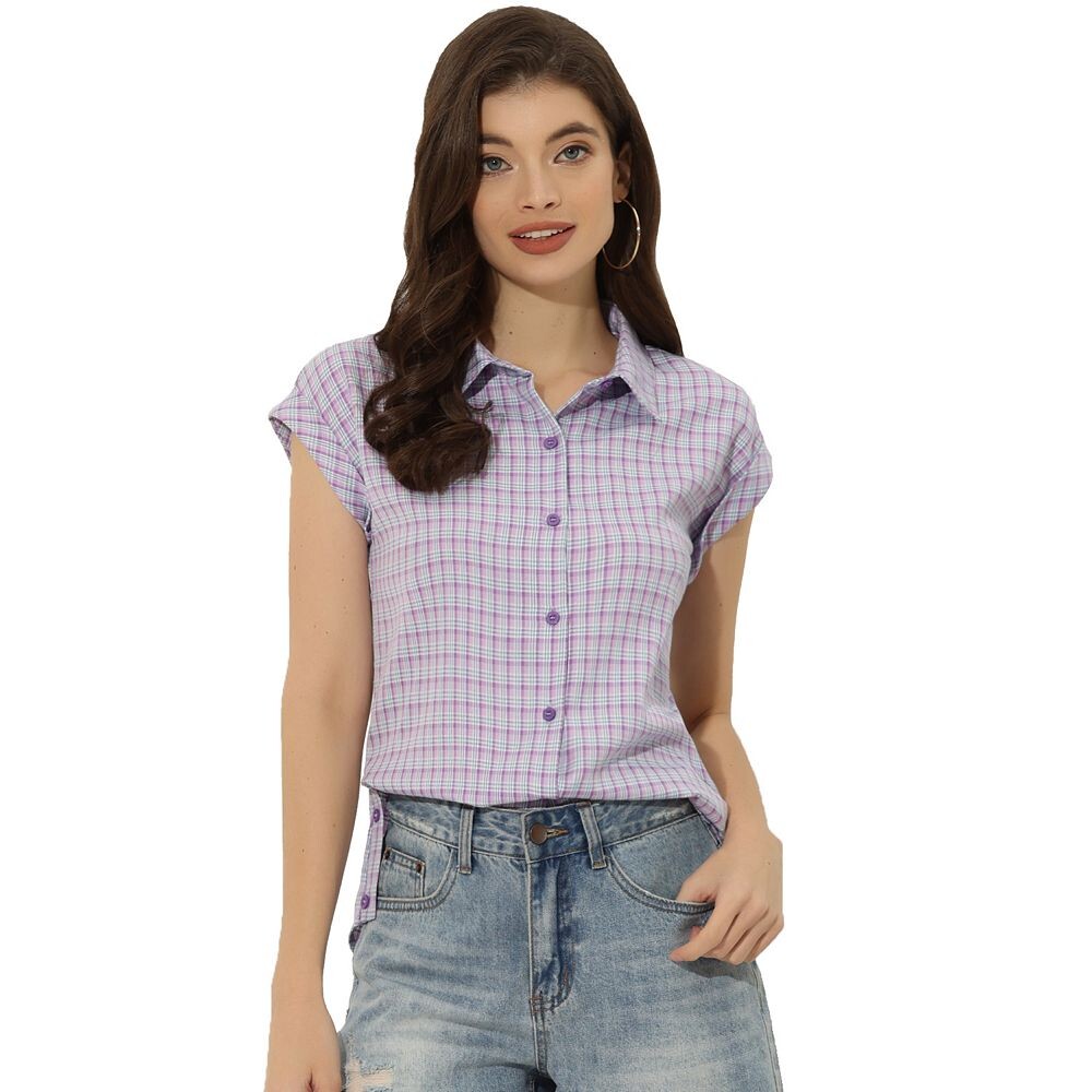 Женская рубашка с острым воротником и короткими рукавами в клетку на пуговицах ALLEGRA K, цвет Lilac
Женская рубашка с острым воротником и короткими рукавами в клетку на пуговицах ALLEGRA K, цвет Lilac