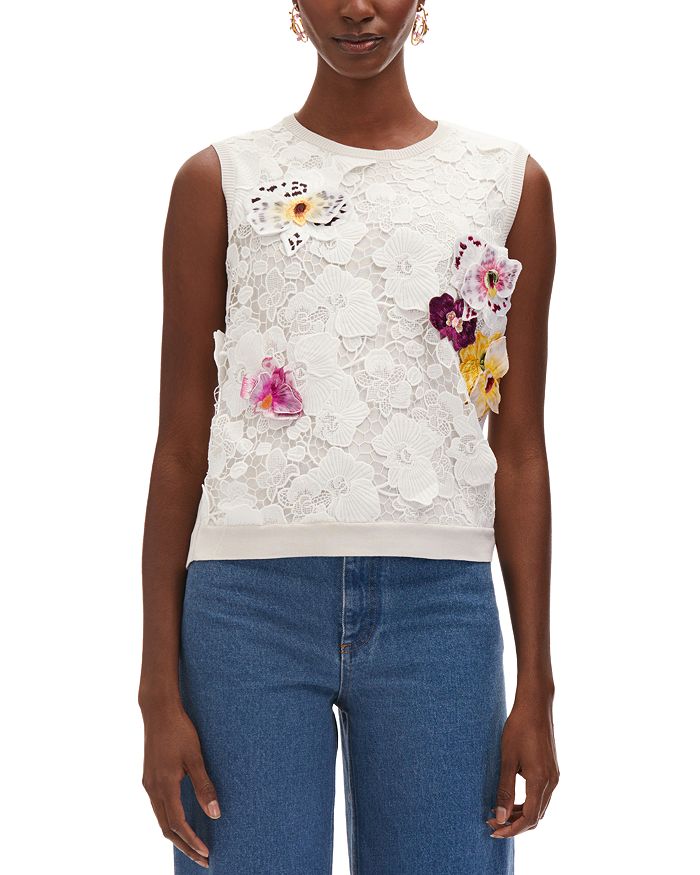 Трикотажная майка из гипюра с цветочным кружевом Oscar de la Renta, белый
Трикотажная майка из гипюра с цветочным кружевом Oscar de la Renta, белый