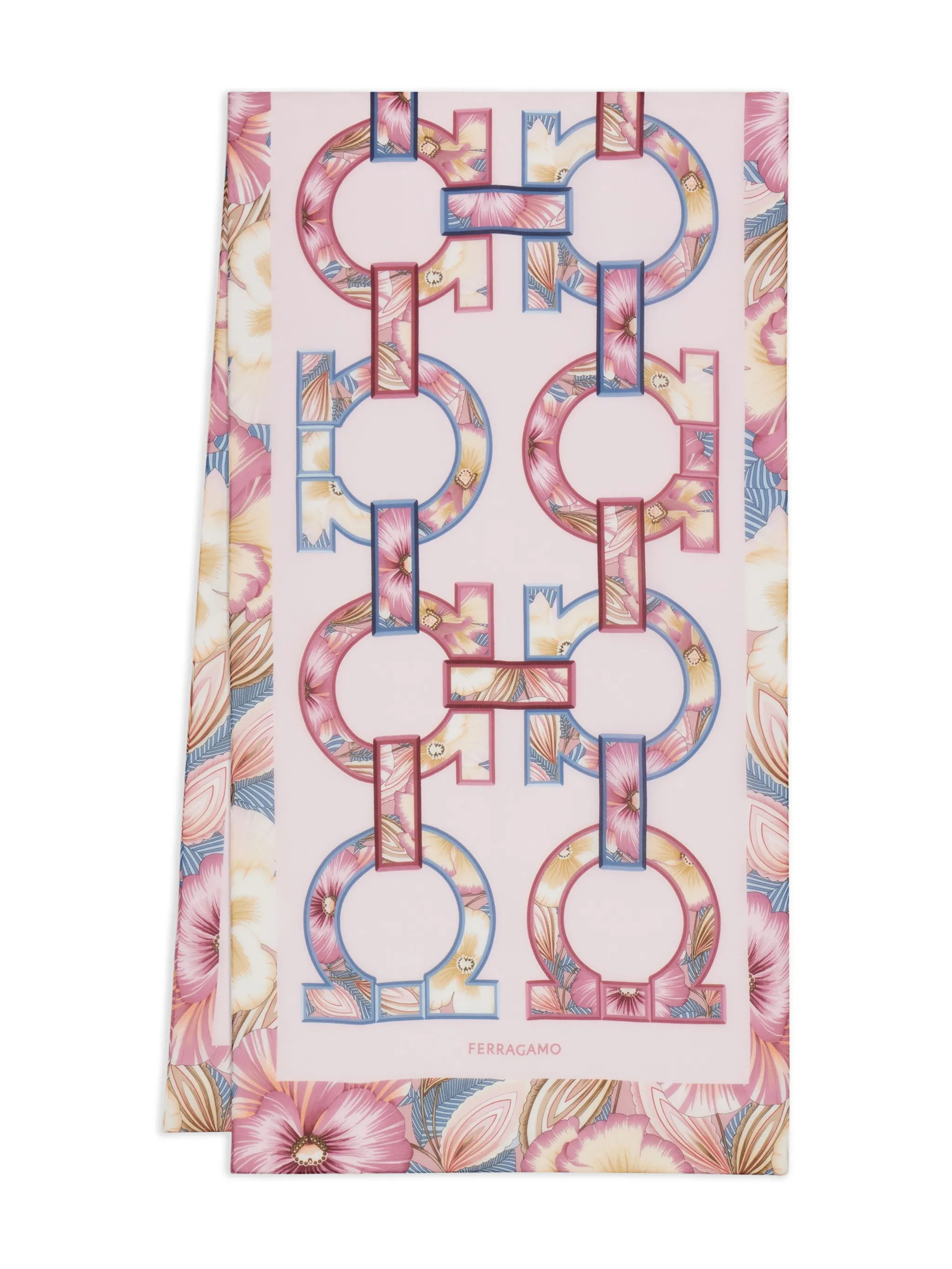 Шарф с цветочным принтом и декором Gancini Ferragamo, розовый
Шарф с цветочным принтом и декором Gancini Ferragamo, розовый