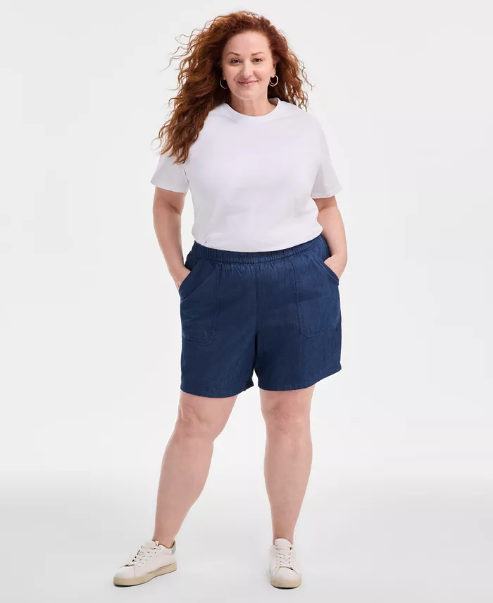 Шорты на резинке из шамбре больших размеров Style & Co, синий 
Шорты на резинке из шамбре больших размеров Style & Co, синий