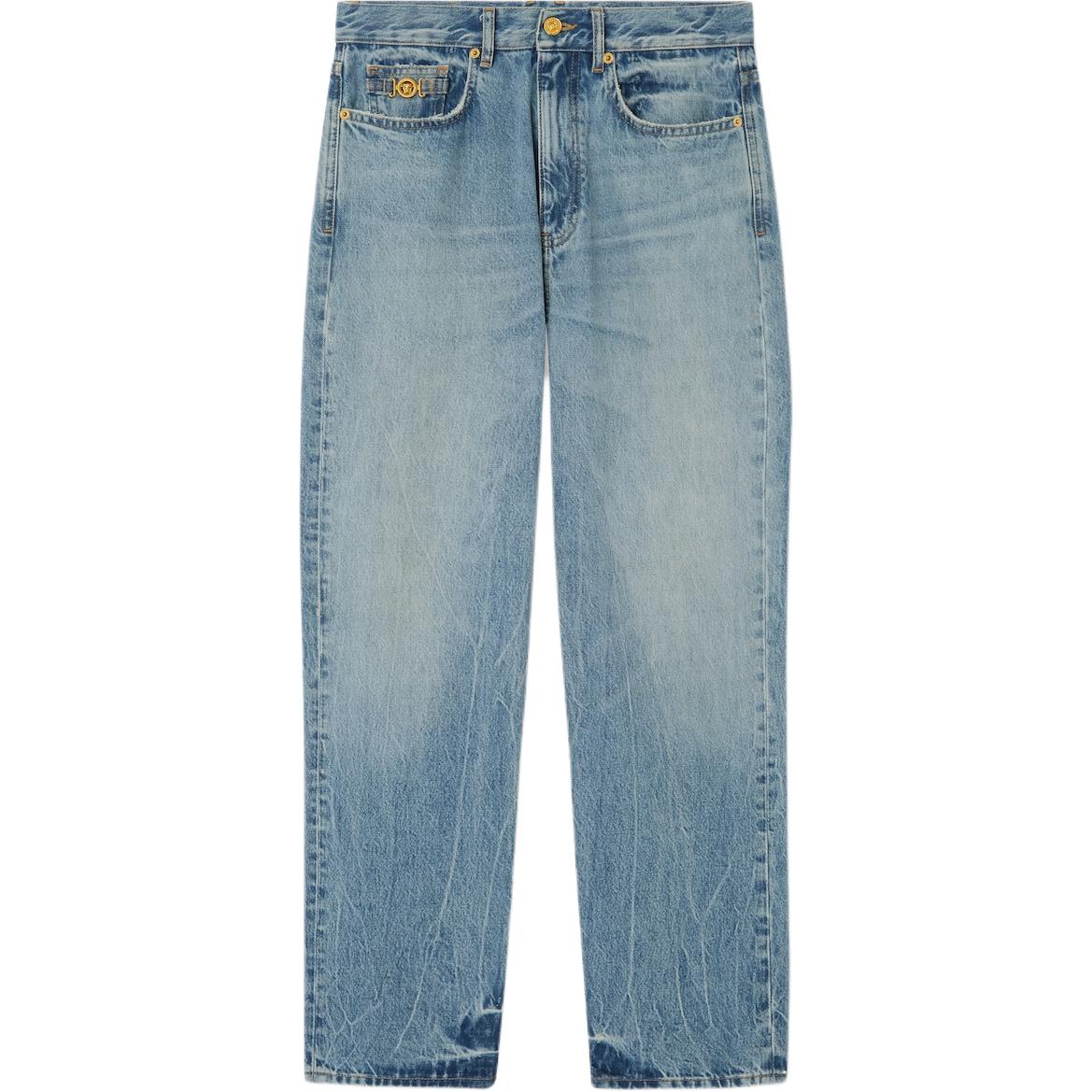 Джинсы широкие с прямыми штанинами Medusa buckle из хлопка VERSACE, синий
Джинсы широкие с прямыми штанинами Medusa buckle из хлопка VERSACE, синий