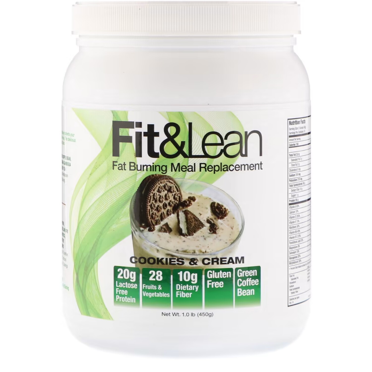 Заменитель пищи Fit & Lean для сжигания жира, печенье и сливки 
Заменитель пищи Fit & Lean для сжигания жира, печенье и сливки