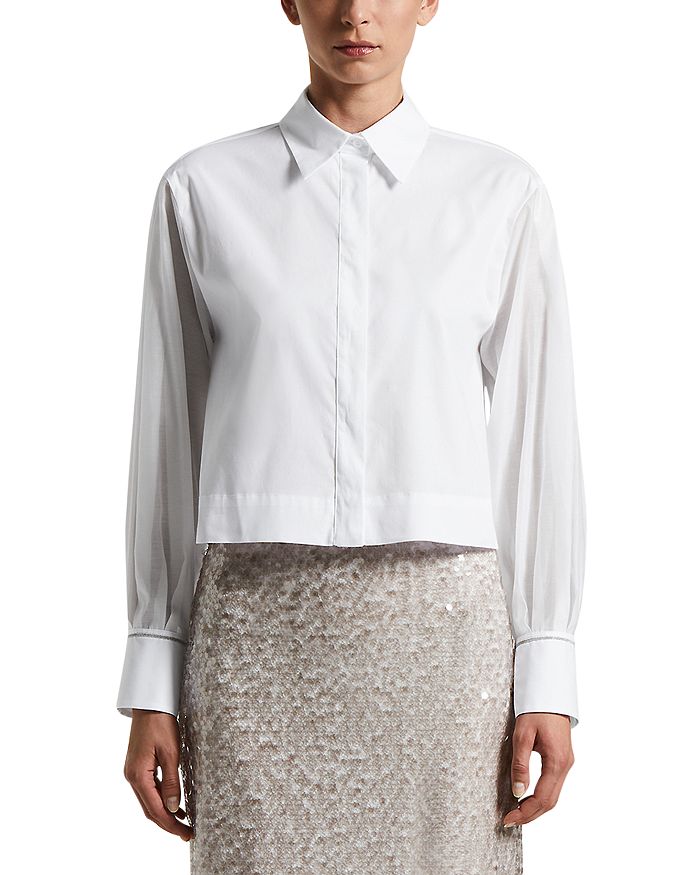 Укороченная рубашка Peserico, слоновая кость/кремовый 
Укороченная рубашка Peserico, слоновая кость/кремовый