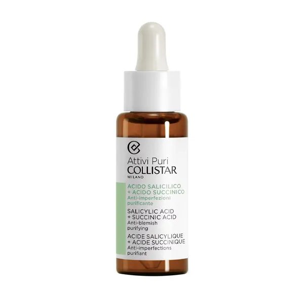 Лечение каплями против пятен Attivi Puri Acido Salicilico + Acido Succinico Collistar, 30 ml
Лечение каплями против пятен Attivi Puri Acido Salicilico + Acido Succinico Collistar, 30 ml