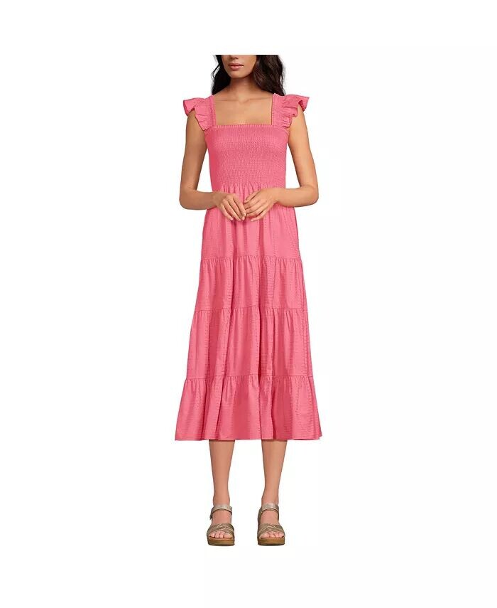 Женское хлопковое платье с присборенными краями и лямками с рюшами Lands' End, розовый
Женское хлопковое платье с присборенными краями и лямками с рюшами Lands' End, розовый