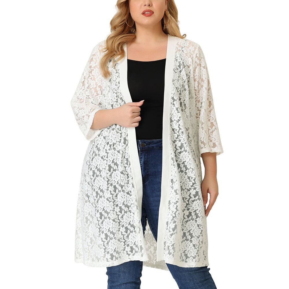 Женский осенний кардиган размера плюс с открытым передом из мягкого кружева и вырезом миди Agnes Orinda, белый
Женский осенний кардиган размера плюс с открытым передом из мягкого кружева и вырезом миди Agnes Orinda, белый