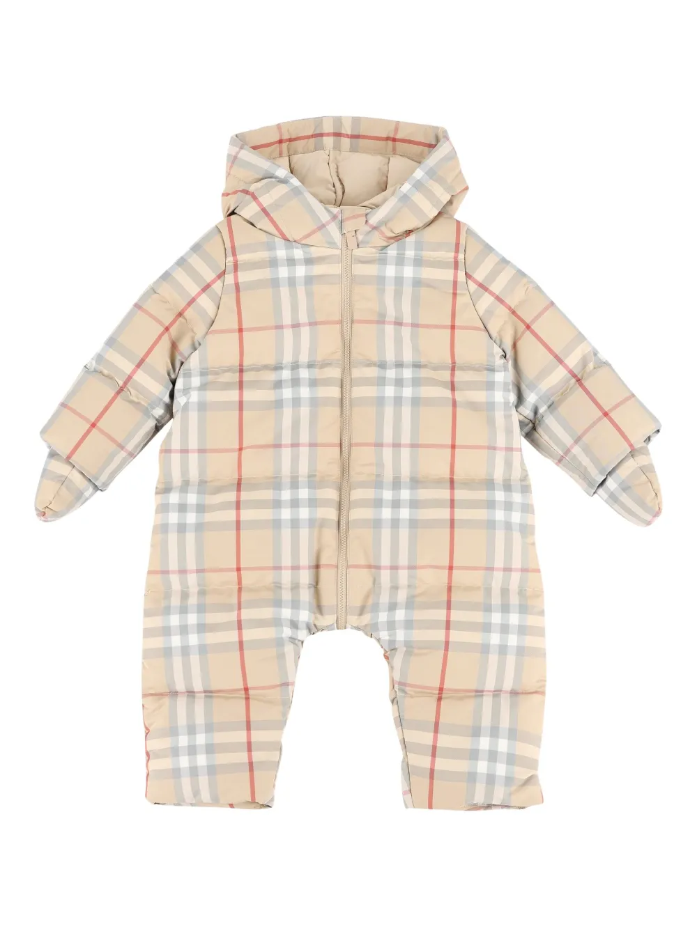 Стеганый комбинезон с клетчатым узором Burberry Kids, бежевый
Стеганый комбинезон с клетчатым узором Burberry Kids, бежевый