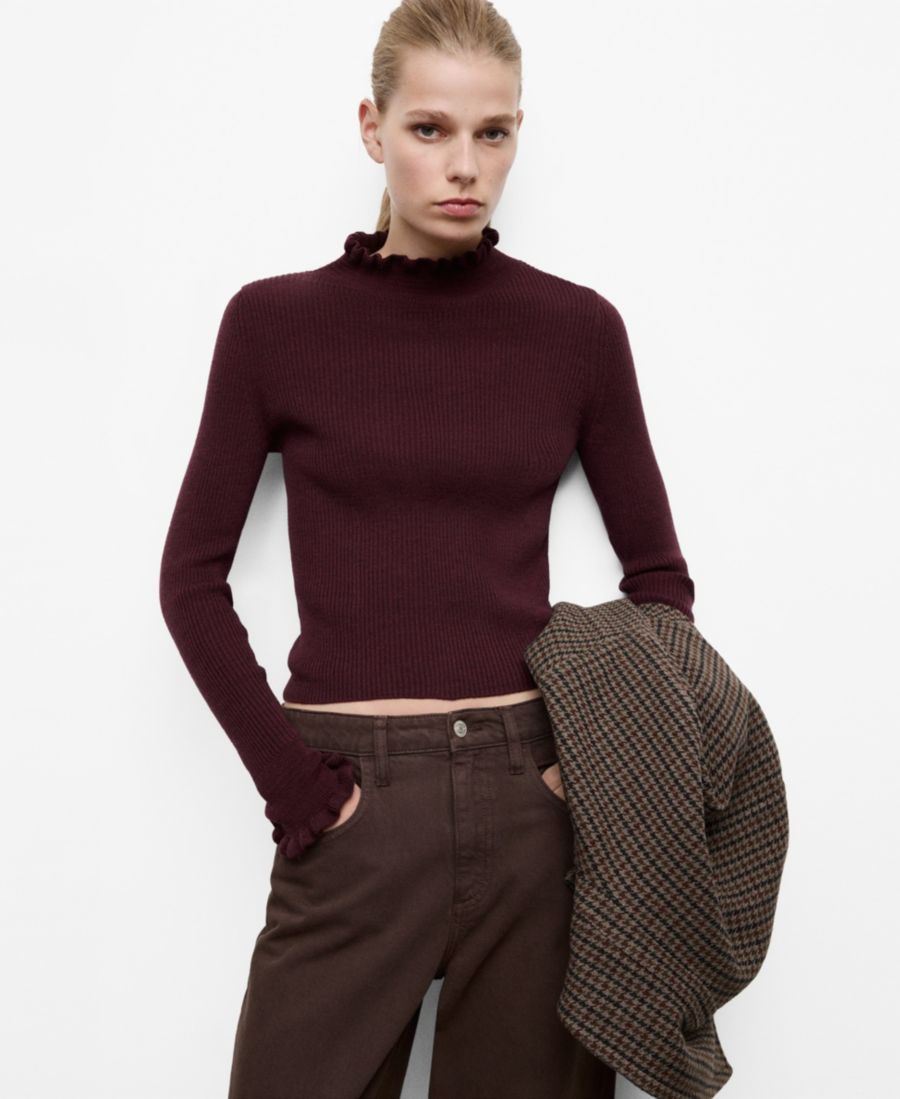 Женский ребристый свитер с фестончатым краем MANGO, Wine
Женский ребристый свитер с фестончатым краем MANGO, Wine