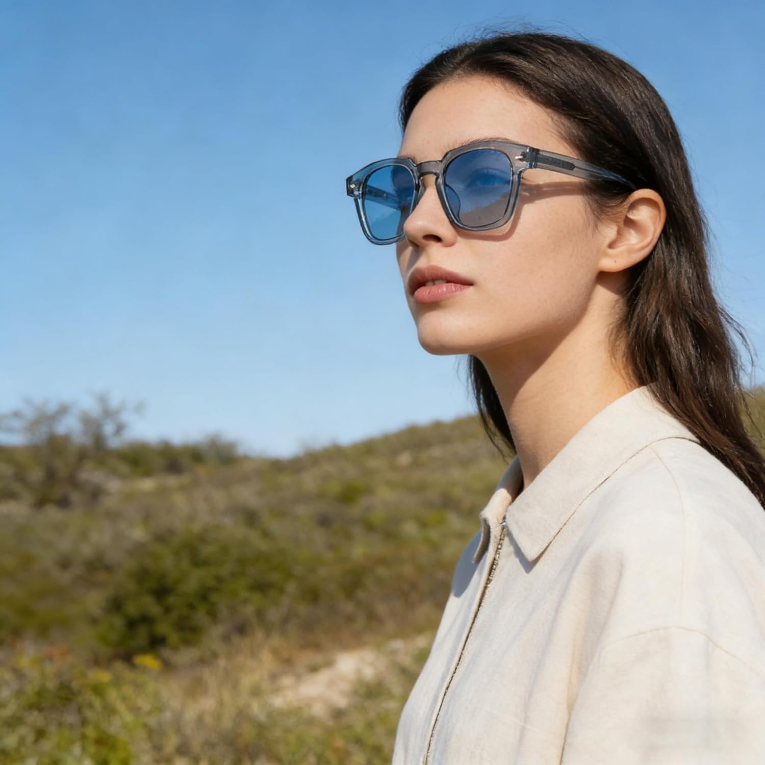 Солнцезащитные очки в стиле ретро квадратной формы для женщин и мужчин - защита от УФ-излучения UV400, легкая поликарбонатная оправа, модные очки для пляжа и повседневной носки Generic, Transparent
Солнцезащитные очки в стиле ретро квадратной формы для женщин и мужчин - защита от УФ-излучения UV400, легкая поликарбонатная оправа, модные очки для пляжа и повседневной носки Generic, Transparent