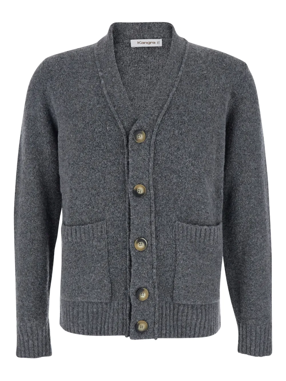 Кардиган с V-образным вырезом на пуговицах Kangra, серый 
Кардиган с V-образным вырезом на пуговицах Kangra, серый