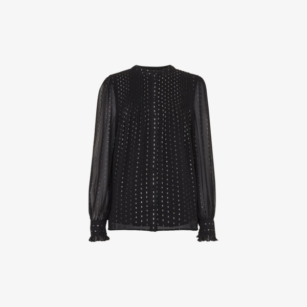 Рубашка с длинными рукавами и металлическими полосками Whistles, черный
Рубашка с длинными рукавами и металлическими полосками Whistles, черный