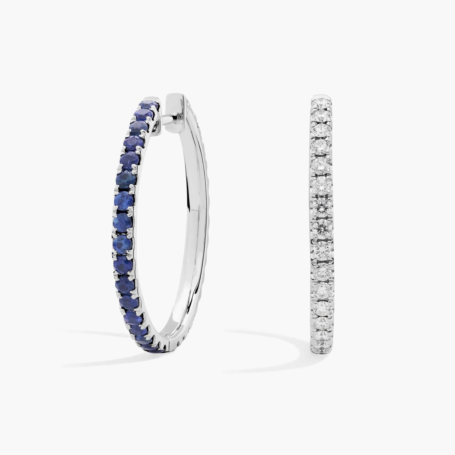 Серьги-кольца с полукруглыми сапфирами и бриллиантами из 14-каратного белого золота Blue Nile 
Серьги-кольца с полукруглыми сапфирами и бриллиантами из 14-каратного белого золота Blue Nile